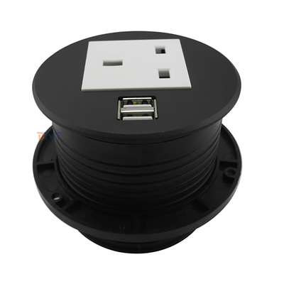 Ilhós BRITÂNICOS de 1 tampo da mesa do carregador de USB da tomada de poder 2 em volta do ilhó do poder da mesa com cubo dos dados
