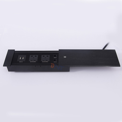 Soquete de alimentação de cobertura deslizante multifuncional para mesas de escritório com carga USB