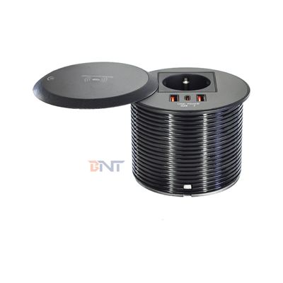 Tomada de energia para mesa ou sofá com design embutido, tomada de energia padrão da UE com 2 portas de carregamento Tipo A + 1 Tipo C