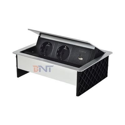 Tomada de energia de mesa com escova de mesa personalizada de fábrica, tampa flip, soquete USB de 20W, grommet de energia de mesa oculto