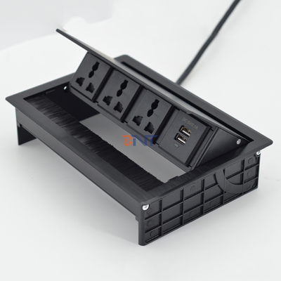 Brush Flip Up tomada de alimentação universal Cobertura Desktop Socket com porta de dados USB-S /Tabletop Brush Flip Connectivity Box