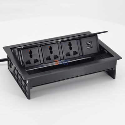 Brush Flip Up tomada de alimentação universal Cobertura Desktop Socket com porta de dados USB-S /Tabletop Brush Flip Connectivity Box