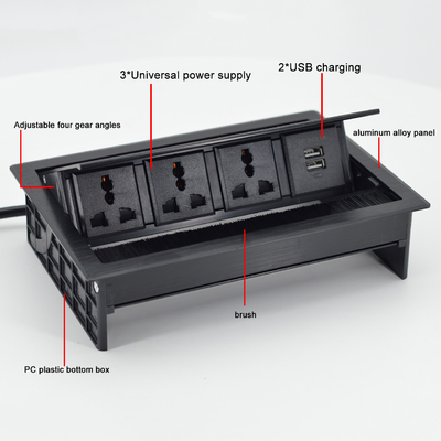 Brush Flip Up tomada de alimentação universal Cobertura Desktop Socket com porta de dados USB-S /Tabletop Brush Flip Connectivity Box