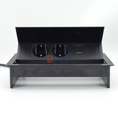 Soquete de cobertura de flip de mesa com 2 tomadas de corrente Soquete de energia de conferência Tabela de fio Grommet Soquete de energia conveniente
