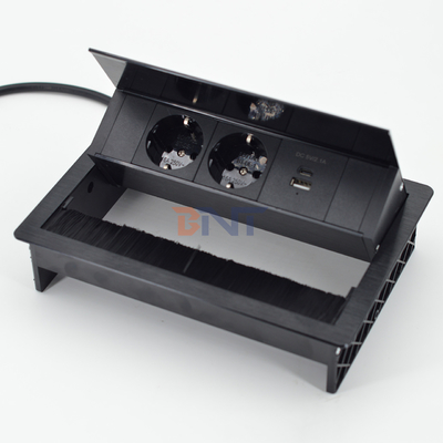 Soquete de cobertura de flip de mesa com 2 tomadas de corrente Soquete de energia de conferência Tabela de fio Grommet Soquete de energia conveniente