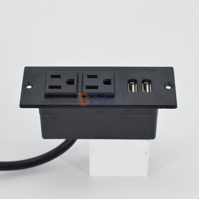 Corrente de alimentação em recessos US padrão Soquete de escritório montável 2 tomadas e 2 tomadas USB Tipo A para o sofá do armário