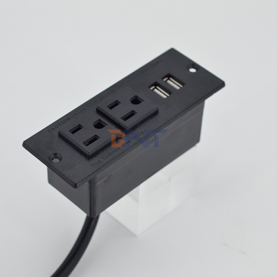 Corrente de alimentação em recessos US padrão Soquete de escritório montável 2 tomadas e 2 tomadas USB Tipo A para o sofá do armário