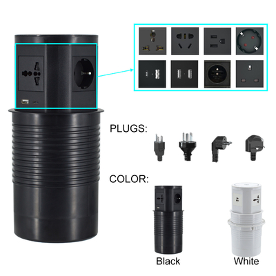 Kitchen Hidden Pneumatic Pop Up Power Sockets com porta usb e carregador sem fio de 15W para escritório