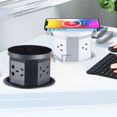 Soquete de alimentação oculto com porta USB Soquete de cozinha AC 16A com carregador rápido sem fio para o escritório