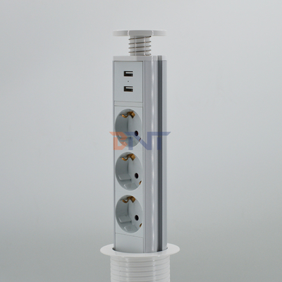 IP44 6cm Cor branca tomada de energia da torre vertical da cozinha com carga USB