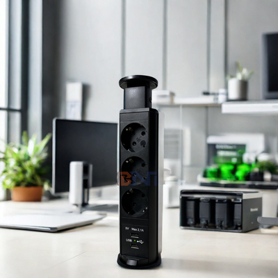 Círculo redondo cozinha oculta tomada de energia pop up com tomadas USB e tomadas para o balcão