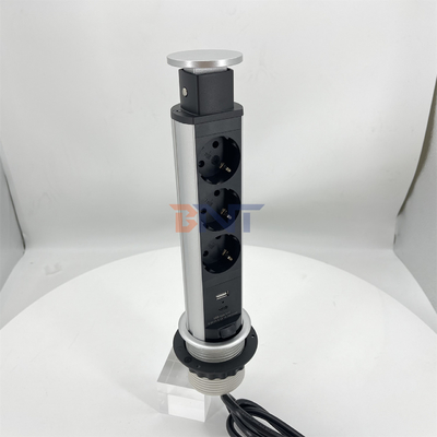 Círculo redondo cozinha oculta tomada de energia pop up com tomadas USB e tomadas para o balcão