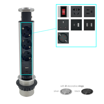 Círculo redondo cozinha oculta tomada de energia pop up com tomadas USB e tomadas para o balcão
