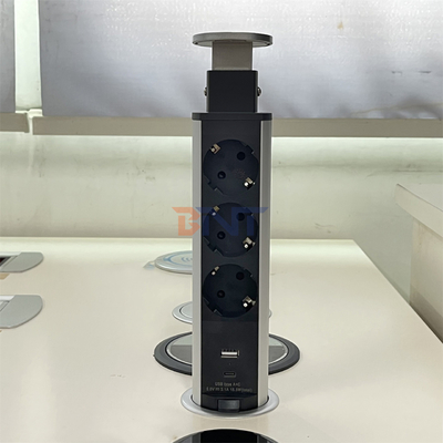 Círculo redondo cozinha oculta tomada de energia pop up com tomadas USB e tomadas para o balcão