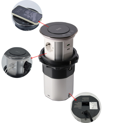 Cozinha Escondida Personalizar motorizadas tomadas de alimentação pop up cozinha tomadas de mesa torre com tomadas de carregamento USB A + C