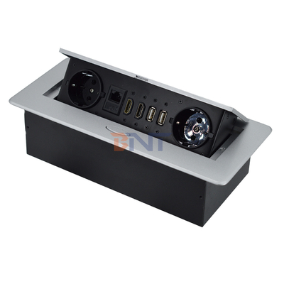 Embutida Fábrica Pop up Socket com tomada de energia UE embutida Tabletop IP44 2 tomadas de corrente alternada RJ45 Rede e plugue HDMI