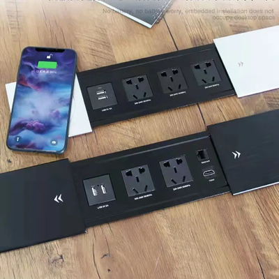 Novo Estilo Desktop Slip Cover Power Sliding Socket 10A Corrente nominal com carregador sem fio para casa e escritório