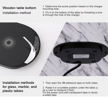 25mm Carregador sem fio de longa distância mármore invisível escondido debaixo mesa de mobiliário de escritório desktop carregador sem fio rápido