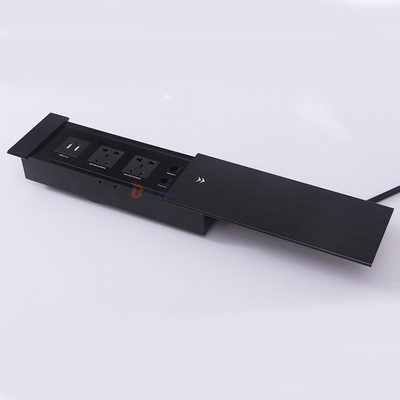 Soquete de alimentação de cobertura deslizante multifuncional para mesas de escritório com carga USB