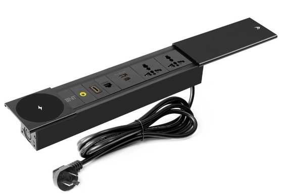 Soquete de alimentação de cobertura deslizante multifuncional para mesas de escritório com tipo de módulo de carga USB