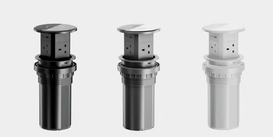 Conexão de alimentação pop up padrão do Reino Unido Conexão de cozinha inteligente com carregador sem fio superior USB A + C