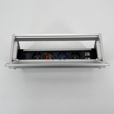 Novo Estilo Escova Soquete Desktop Mesa de Conferência Estacas de alimentação Ligação de alumínio Flip Up Socket