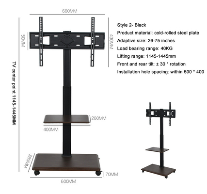 Motorizado Flip Up Style Mobile TV Stand com Mecanismo de Elevação Fornecimento para 46-75 "TV Screen Eletrônico de Elevação e Viração