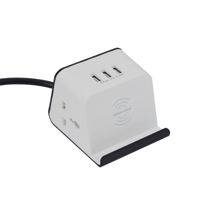 Conexão USB AC Universal Conexão USB AC Socket Mobiliário de escritório ABS Socket de mesa 3 Portas de saída USB 1,5m Cabo 10A/16A