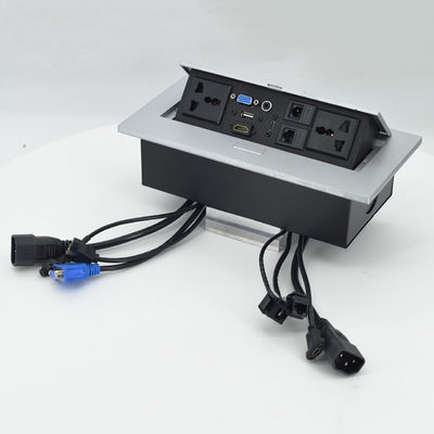 OEM/ODM Universal 16A/10A tomadas AC & Cat6 Data Port PopUp Design Socket Tabletop IP44 Nível com 2 tomadas