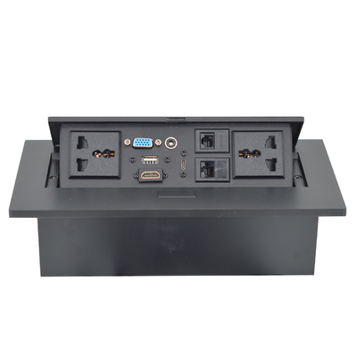 OEM/ODM Universal 16A/10A tomadas AC & Cat6 Data Port PopUp Design Socket Tabletop IP44 Nível com 2 tomadas