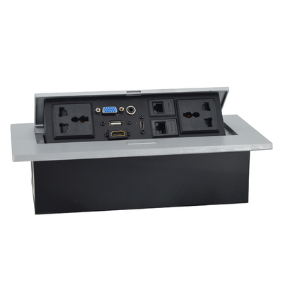 OEM/ODM Universal 16A/10A tomadas AC & Cat6 Data Port PopUp Design Socket Tabletop IP44 Nível com 2 tomadas