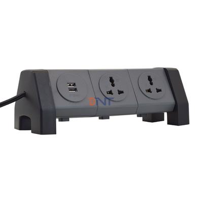 OEM/ODM Universal Power Extension Cord Tower Socket com 2 soquetes de carregamento USB Protector de sobretensão para escritório