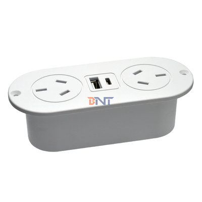 5v 2.1a tomada de tomada do sofá ABS de mesa incorporada tomadas de energia padrão AU e tomada de carga USB A + C para hotel/bar/me