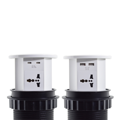 OEM/ODM Smart Pop-Up Power Outlet Alumínio Soquete de mesa com 4 tomadas AC e 2 portas USB Padrão IP44 para carregamento