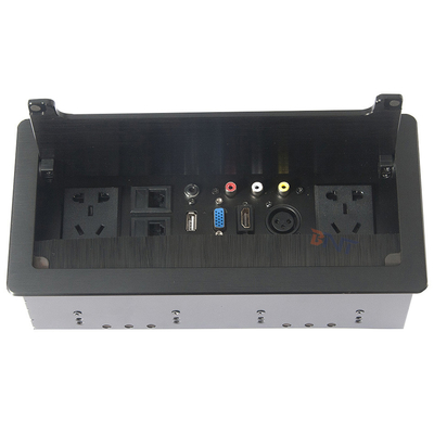Cobertura escovada Desktop Flip Up tomada de energia padrão universal com porta de rede