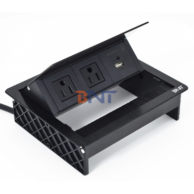 Fábrica UsDesktop Mesa Flip Cover 20W USB Socket Escondido Desktop Power Grommet Brush