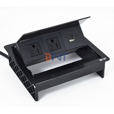 Fábrica UsDesktop Mesa Flip Cover 20W USB Socket Escondido Desktop Power Grommet Brush