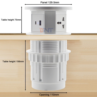 Eletrônico Desktop Soquete de alimentação Wifi Motorizado Soquete de alimentação de elevação com carregamento sem fio Soquete oculto de mesa