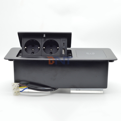 Mesa de escritório tomadas de carga ocultas caixa de conexão múltipla tomada de energia pop up com carregamento sem fio