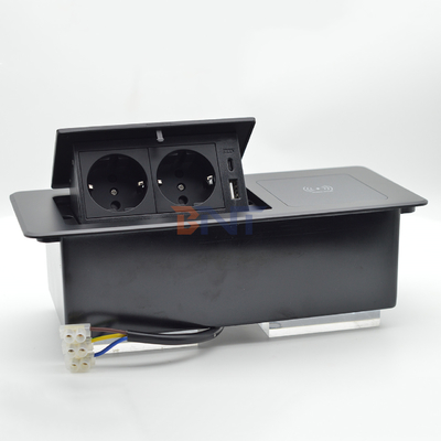 Mesa de escritório tomadas de carga ocultas caixa de conexão múltipla tomada de energia pop up com carregamento sem fio
