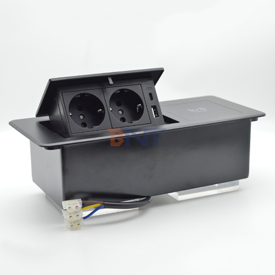 Mesa de escritório tomadas de carga ocultas caixa de conexão múltipla tomada de energia pop up com carregamento sem fio