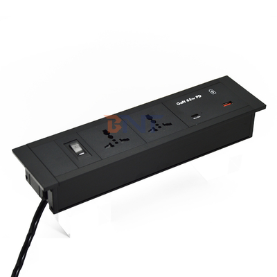 Soquete de mesa inserida tomadas de energia universais USB portas A + C 65W Max saída US / EU / AU 16A / 13A