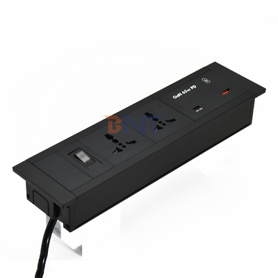 Soquete de mesa inserida tomadas de energia universais USB portas A + C 65W Max saída US / EU / AU 16A / 13A