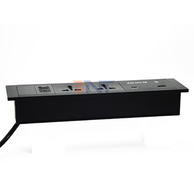 Soquete de mesa inserida tomadas de energia universais USB portas A + C 65W Max saída US / EU / AU 16A / 13A