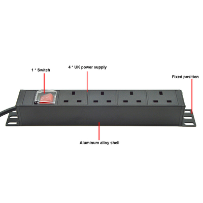 PDU 4-port Outlets SPD Surge Protector Power Strip Extension Socket 3250W com interruptor ON/OFF e cabo de alimentação