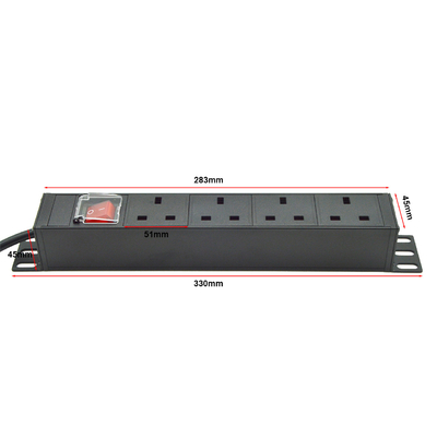 PDU 4-port Outlets SPD Surge Protector Power Strip Extension Socket 3250W com interruptor ON/OFF e cabo de alimentação