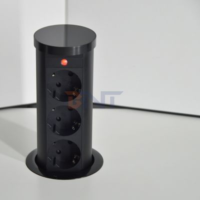 Tela de alimentação pneumática de tipo UE com 3 tomadas, tomada de liga de alumínio padrão IP44, tomada de elevação para uso em cozinha oculta