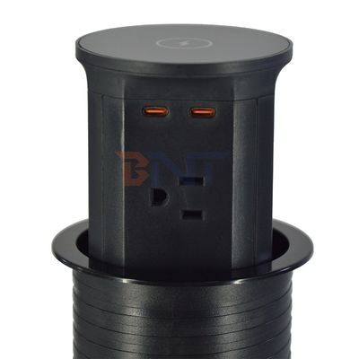 4 Outlet Us Soquete padrão de elevador de cozinha Soquetes de emergência pneumáticos ocultos UE Reino Unido Conectividade USB Carregamento sem fio
