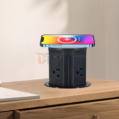 4 Outlet Us Soquete padrão de elevador de cozinha Soquetes de emergência pneumáticos ocultos UE Reino Unido Conectividade USB Carregamento sem fio