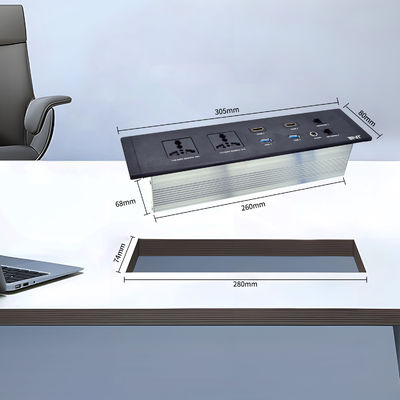 Tomada de energia multifuncional embutida para desktop Opções de plugue universal com portas USB duplas nível IP44